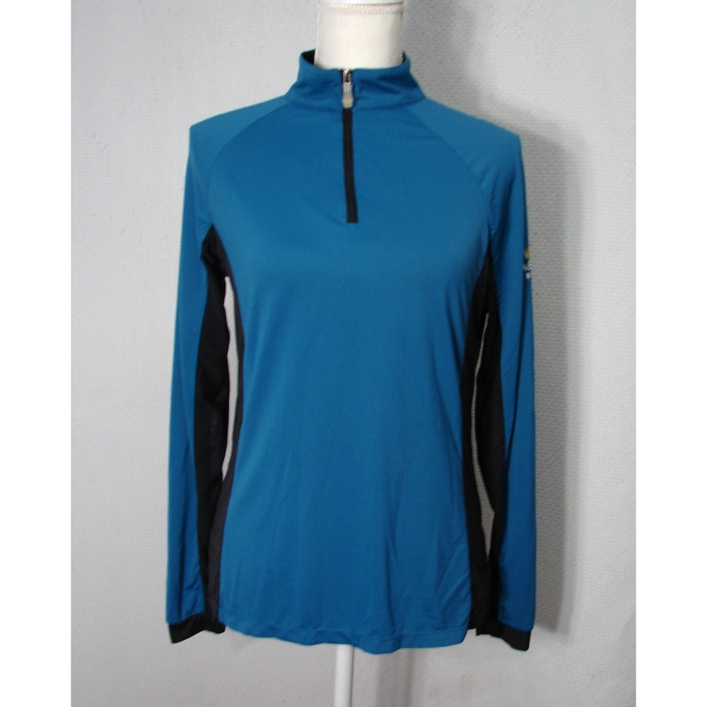 Kastel Denmark Long Sleeve 1/4 Zip Horseback Riding Sunshirt Blue Black  M Flaw